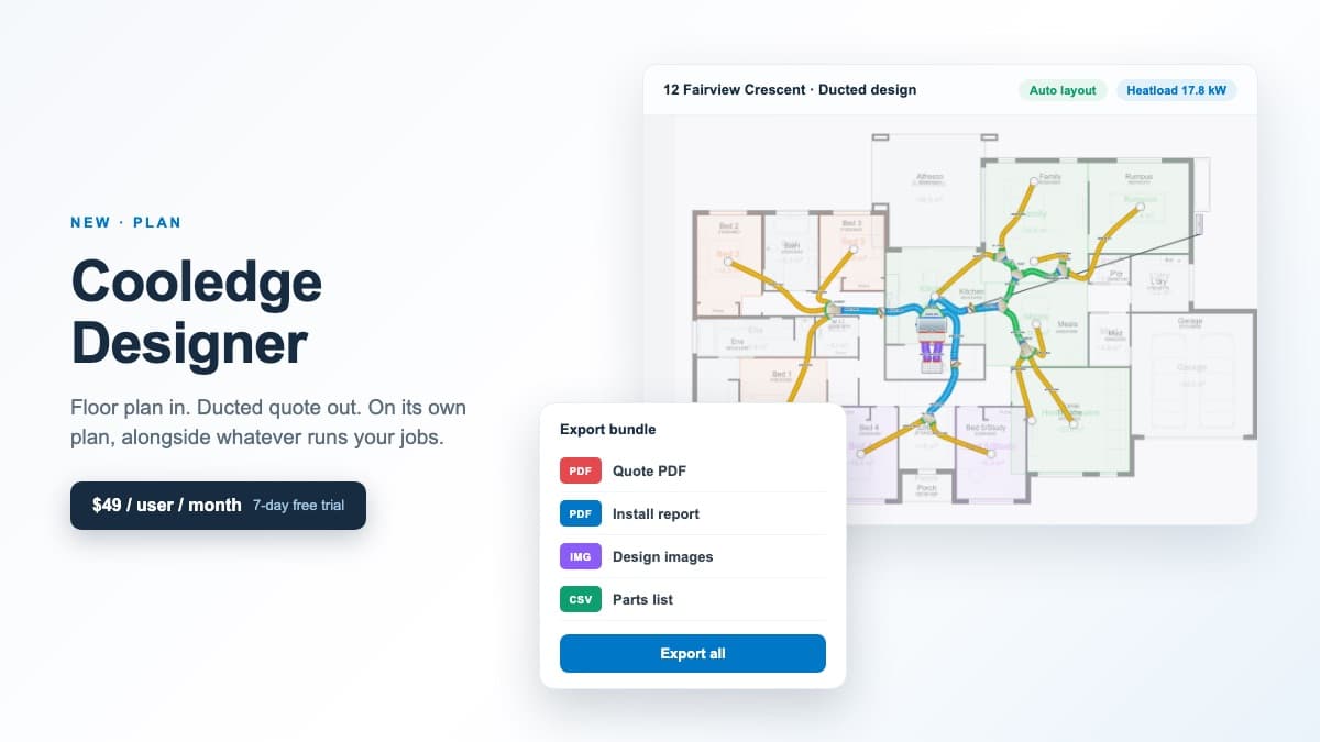 Cooledge Designer: Floor plan quoting on its own plan