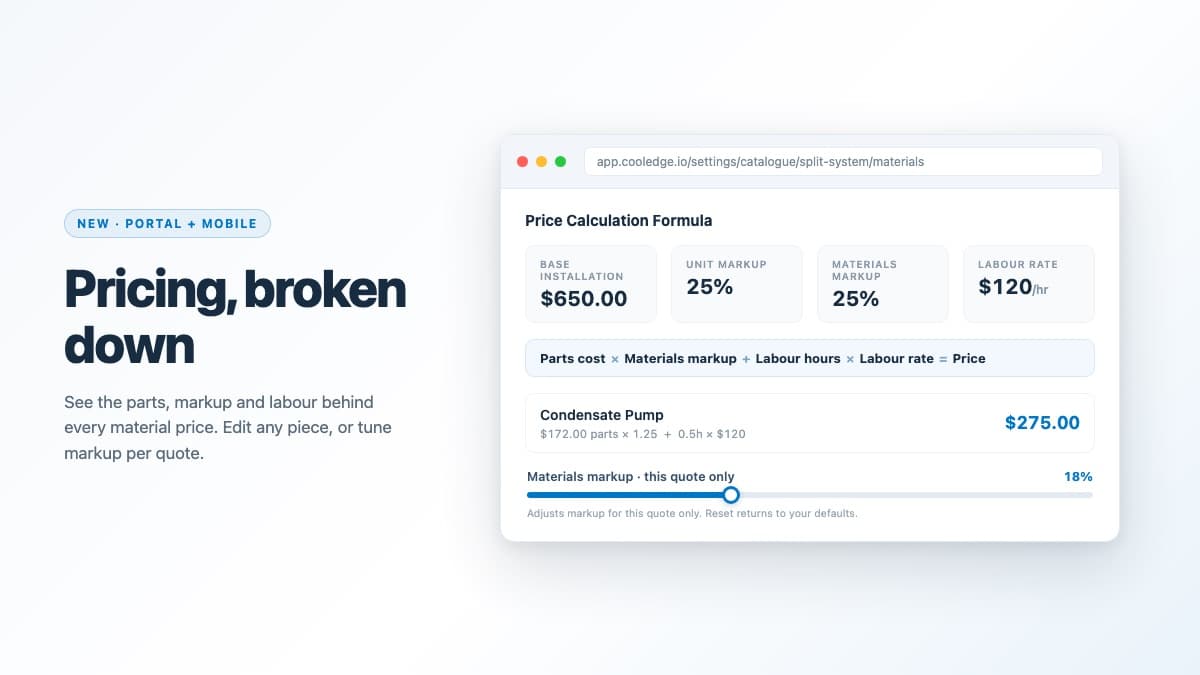 Materials pricing you can see and tune
