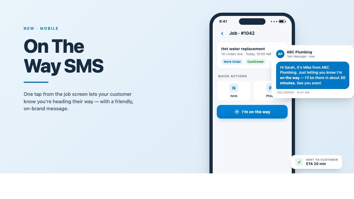 Send 'On the Way' SMS in one tap