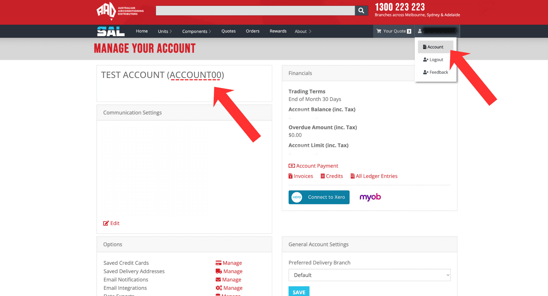 Where to find your AAD/SAL account number
