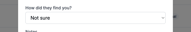 The How did they find you field in the New Lead modal, showing Not sure selected