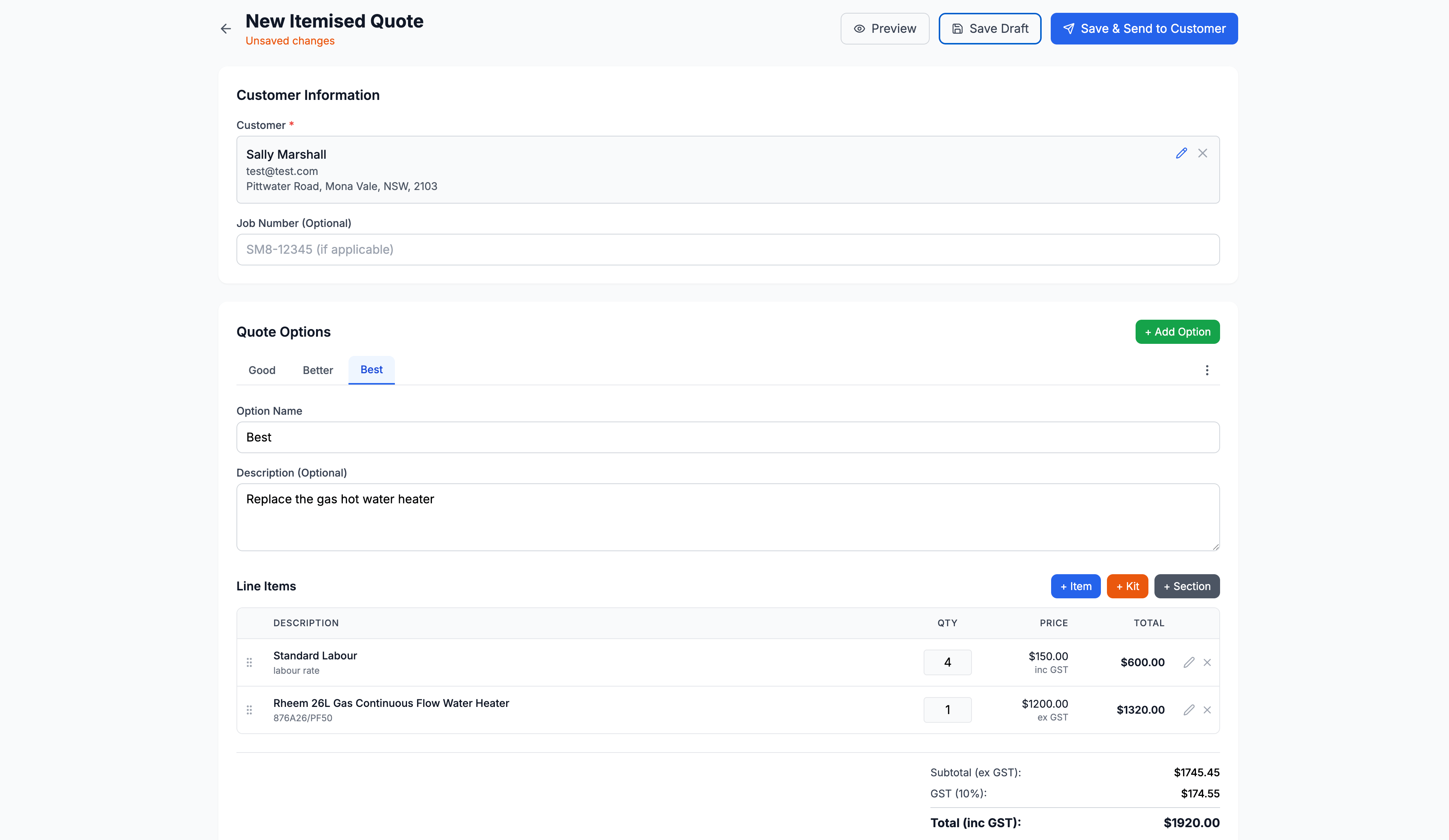 Portal showing kit builder with bundled items and flat-rate pricing